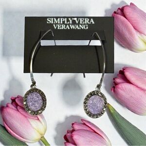 Purple Stone Threader Earrings